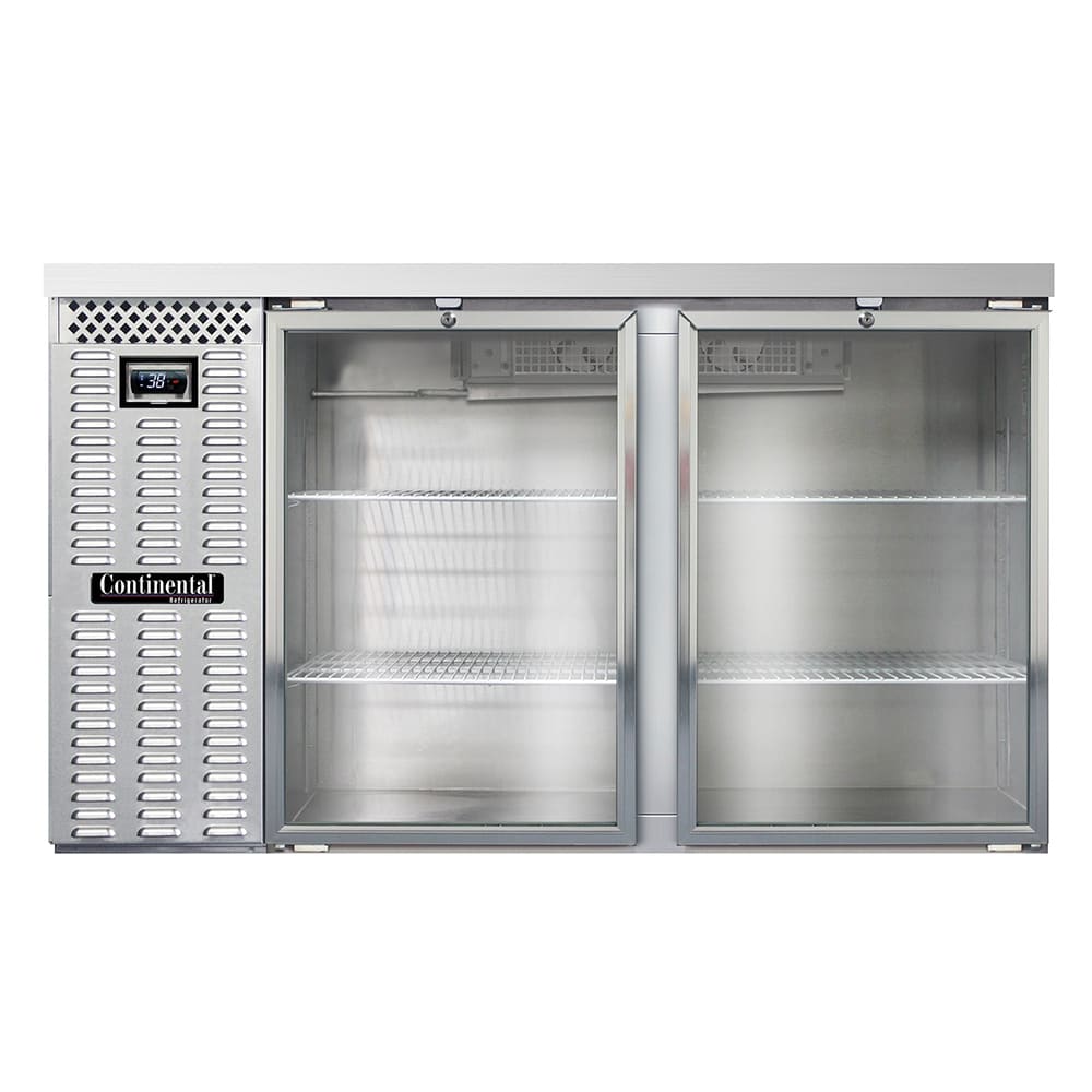 Continental BB59NSSGD 59" Bar Refrigerator - (2) Swinging Glass Doors, Stainless, 115v