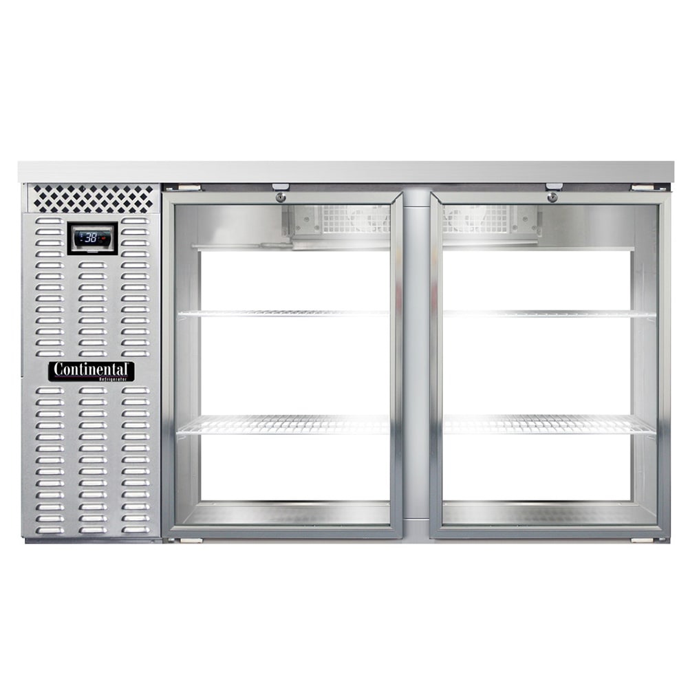 Continental BB59NSSGDPT 59" Bar Refrigerator - 4 Swinging Glass Doors, Stainless, 115v