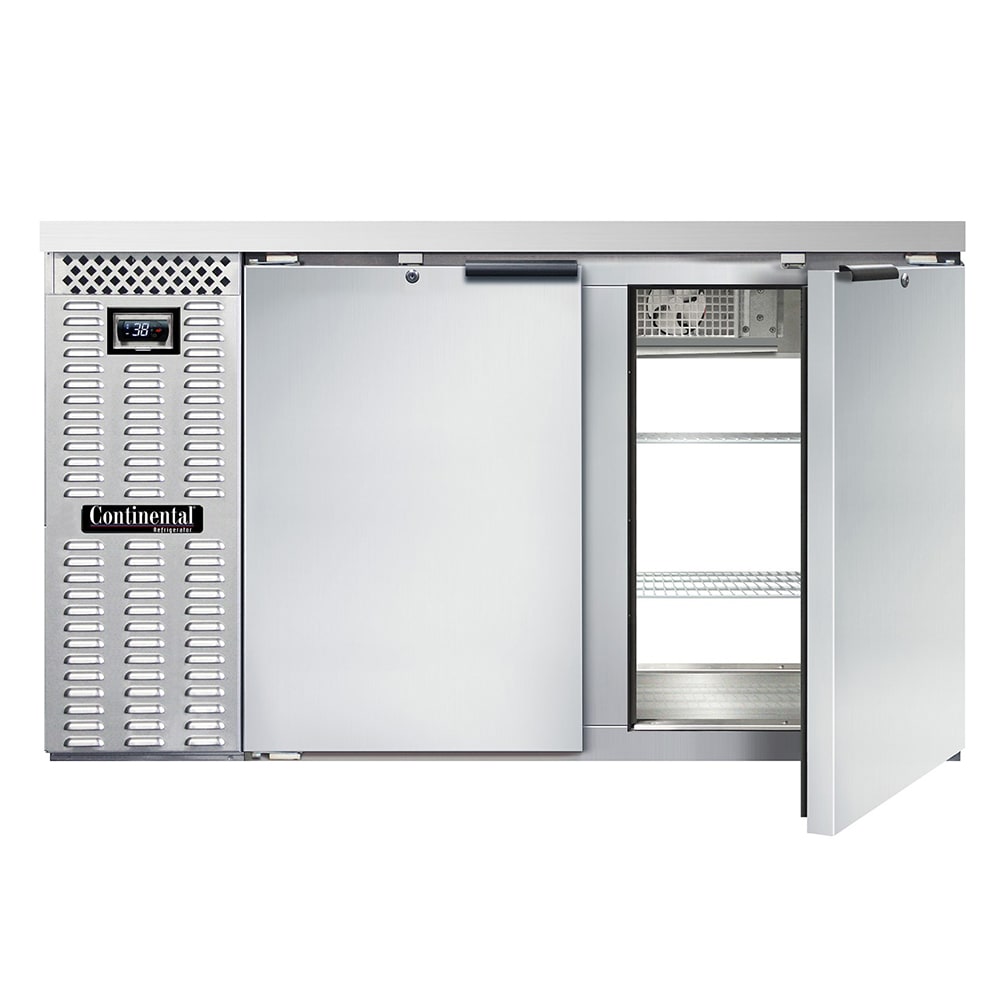 Continental BB59NSSPT 59" Pass-Thru Bar Refrigerator - (4) Swinging Solid Doors, Stainless, 115v