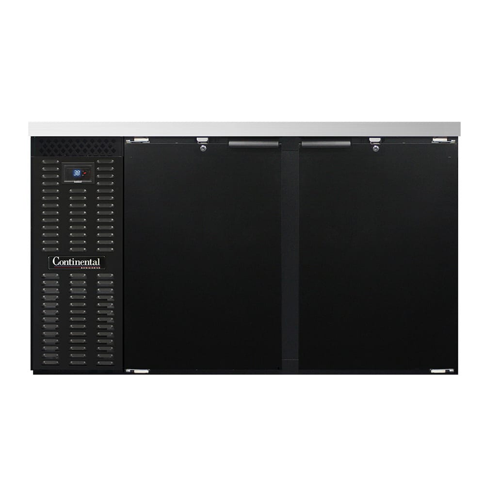 Continental BB59SN 59" Bar Refrigerator - 2 Swinging Solid Doors, Black, 115v