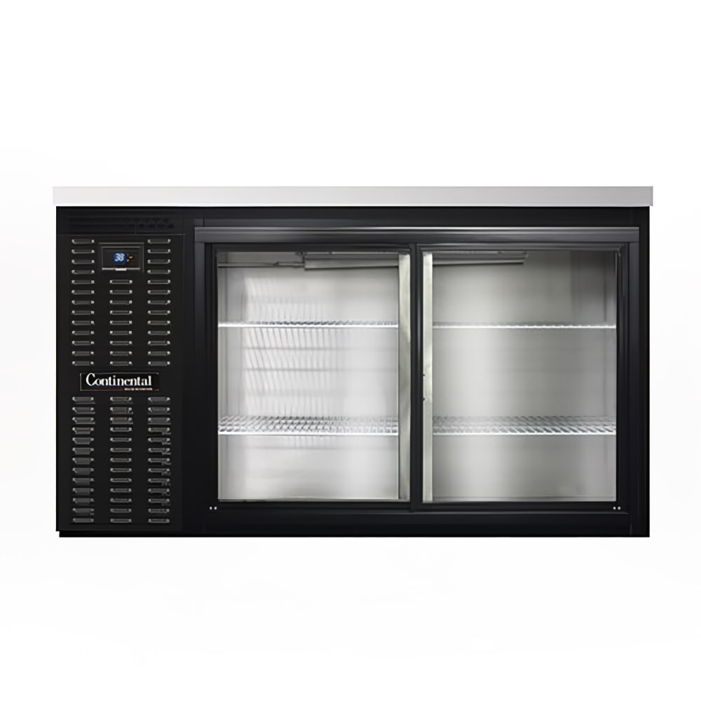 Continental BB59SNSGD 59" Bar Refrigerator - 2 Sliding Glass Doors, Stainless, 115v