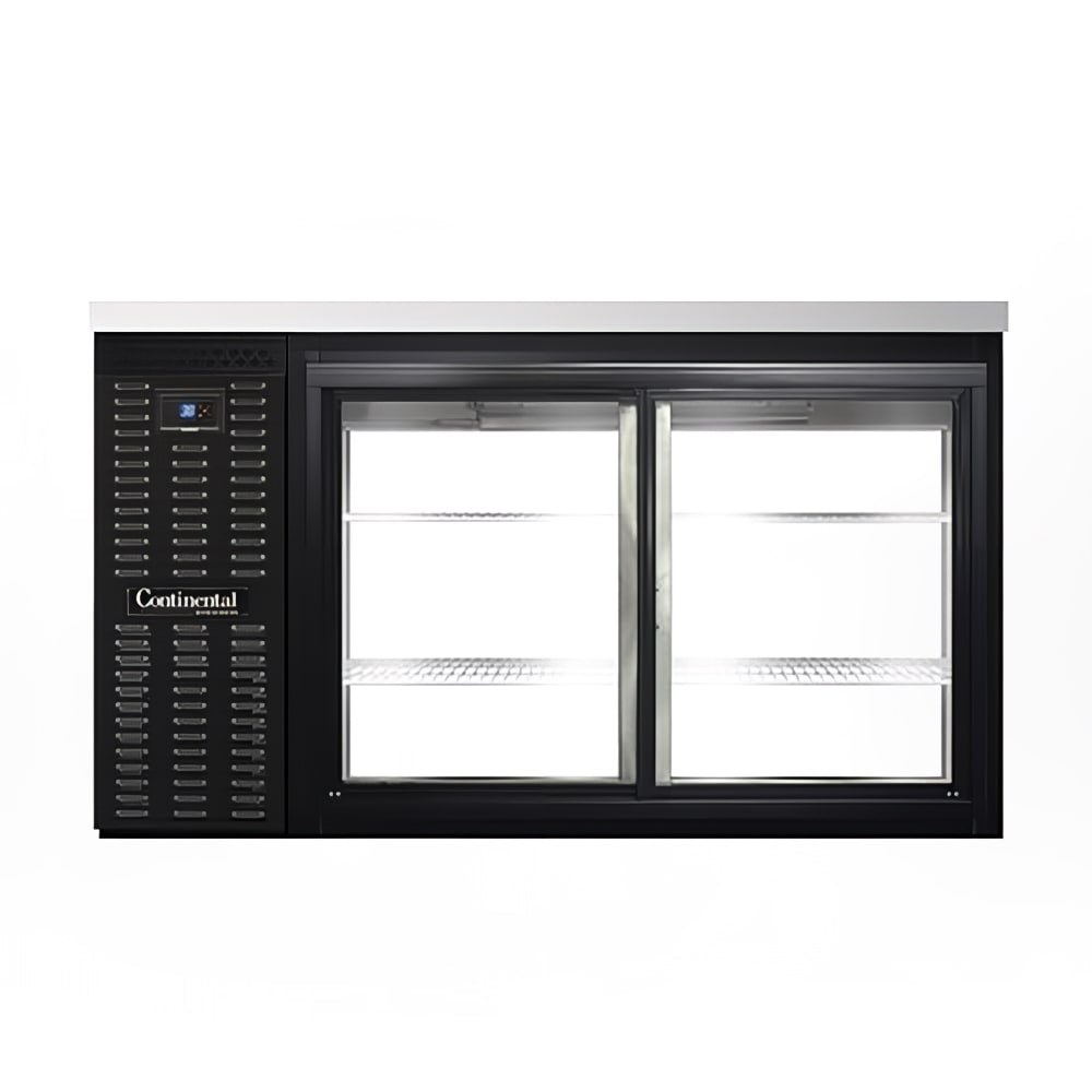 Continental BB59SNSGDPT 59" Bar Refrigerator - 4 Sliding Glass Doors, Stainless, 115v