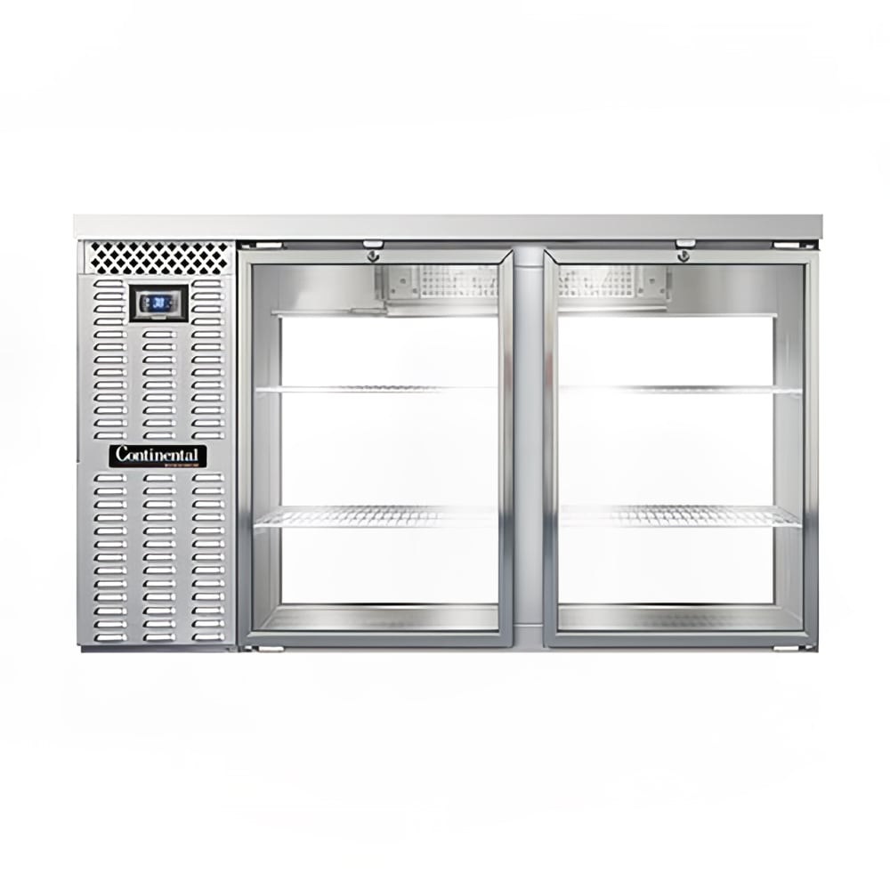 Continental BB59SNSSGDPT 59" Bar Refrigerator - 4 Swinging Glass Doors, Stainless, 115v