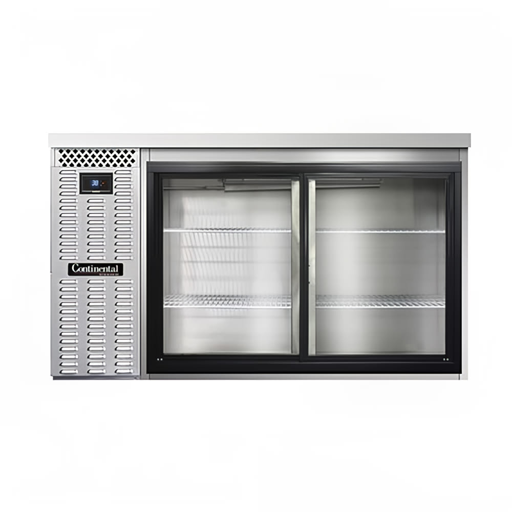 Continental BB59SNSSSGD 59" Bar Refrigerator - 2 Sliding Glass Doors, Stainless, 115v