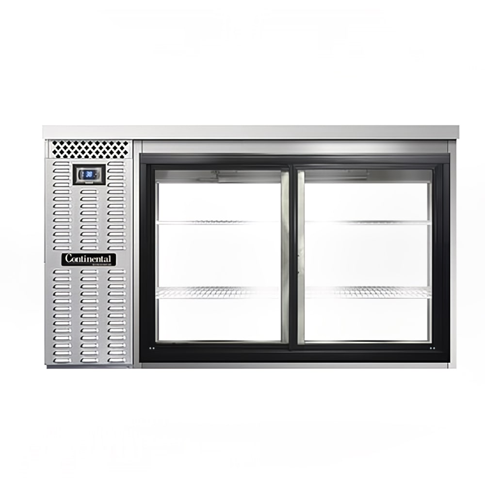 Continental BB59SNSSSGDPT 59" Bar Refrigerator - 4 Sliding Glass Doors, Stainless, 115v