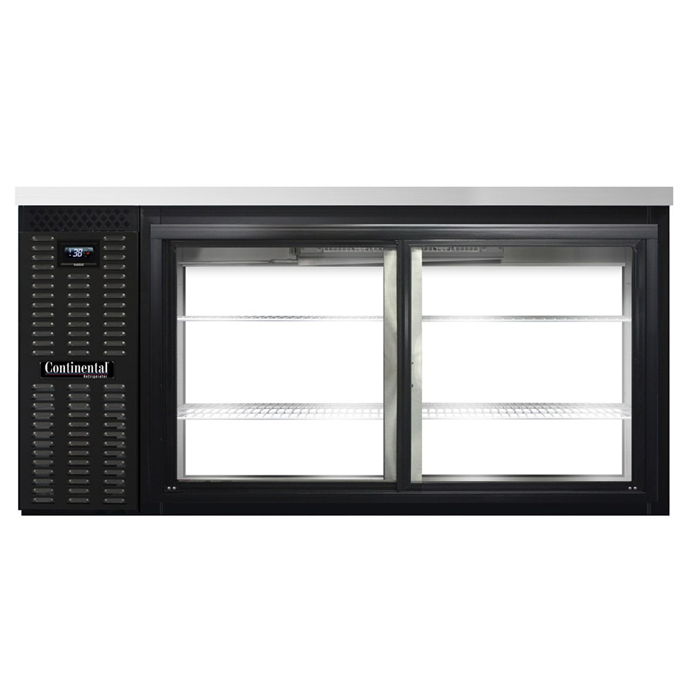 Continental BB69NSGDPT 69" Bar Refrigerator - 4 Sliding Glass Doors, Black, 115v