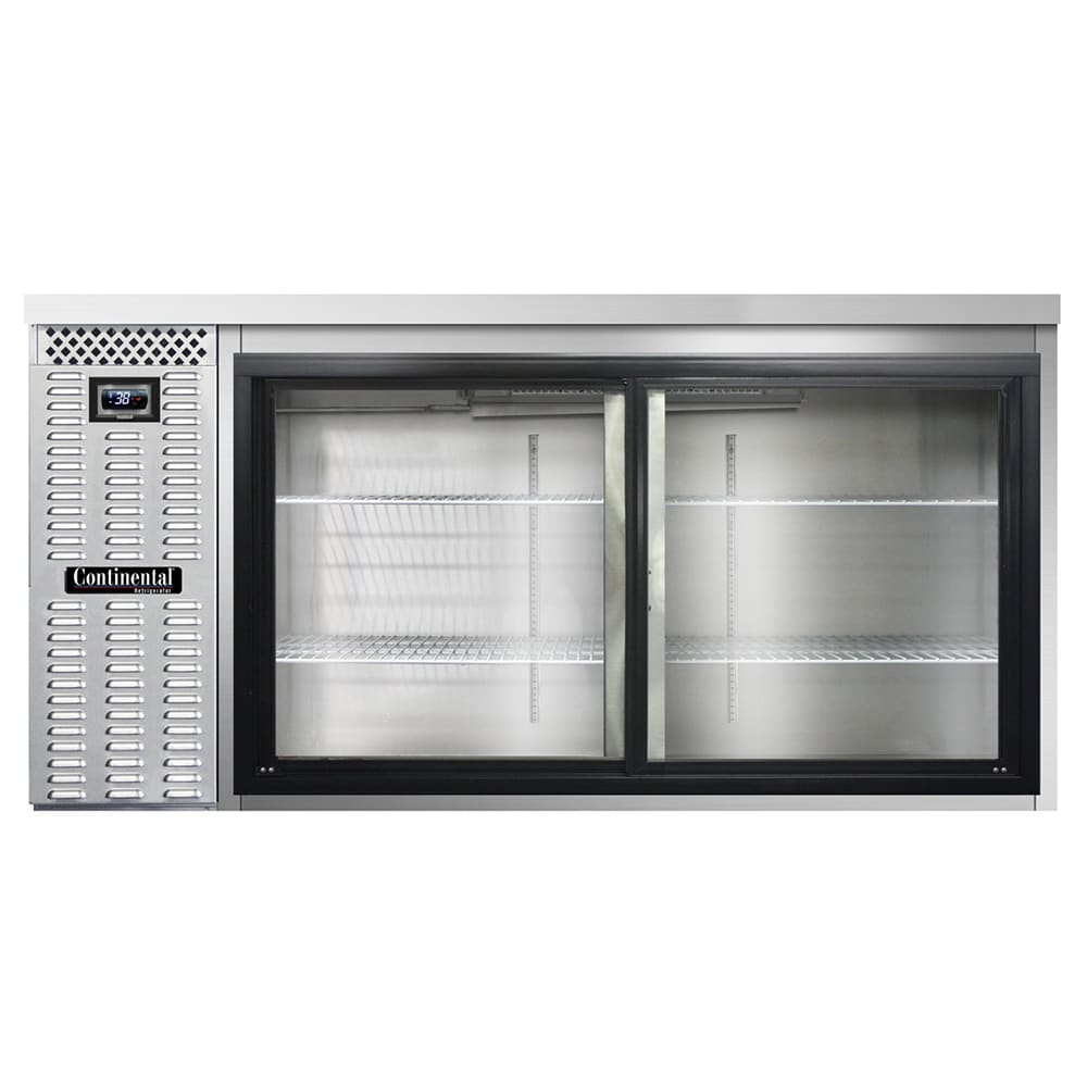 Continental BB69NSSSGD 69" Bar Refrigerator - 2 Sliding Glass Doors, Stainless, 115v
