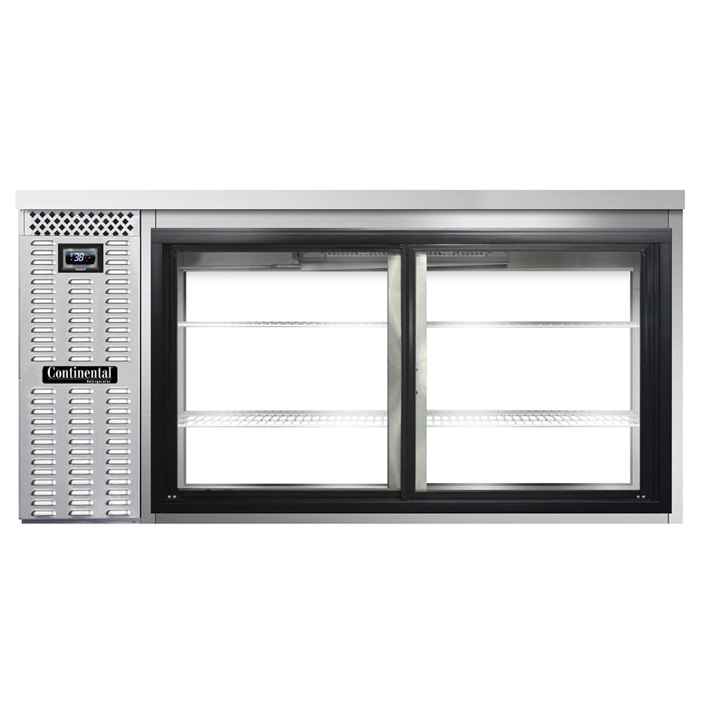 Continental BB69NSSSGDPT 69" Bar Refrigerator - 4 Sliding Glass Doors, Stainless, 115v
