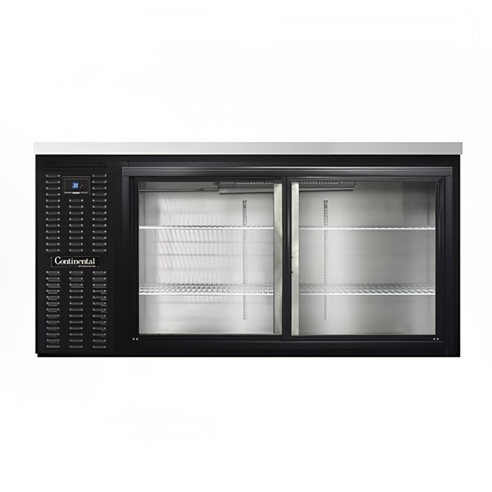 Continental BB69SNSGD 69" Bar Refrigerator - 2 Sliding Glass Doors, Black, 115v