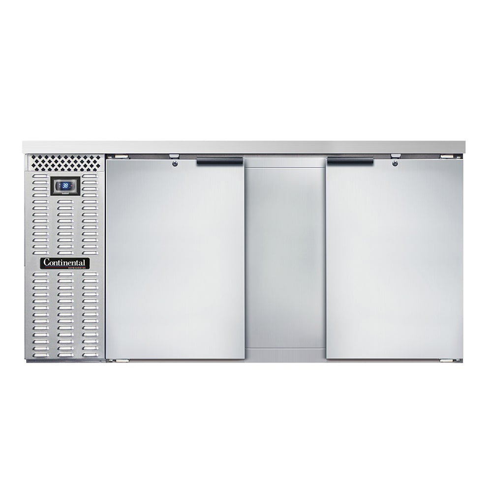 Continental BB69SNSS 69" Bar Refrigerator - 2 Swinging Solid Doors, Stainless Steel, 115v