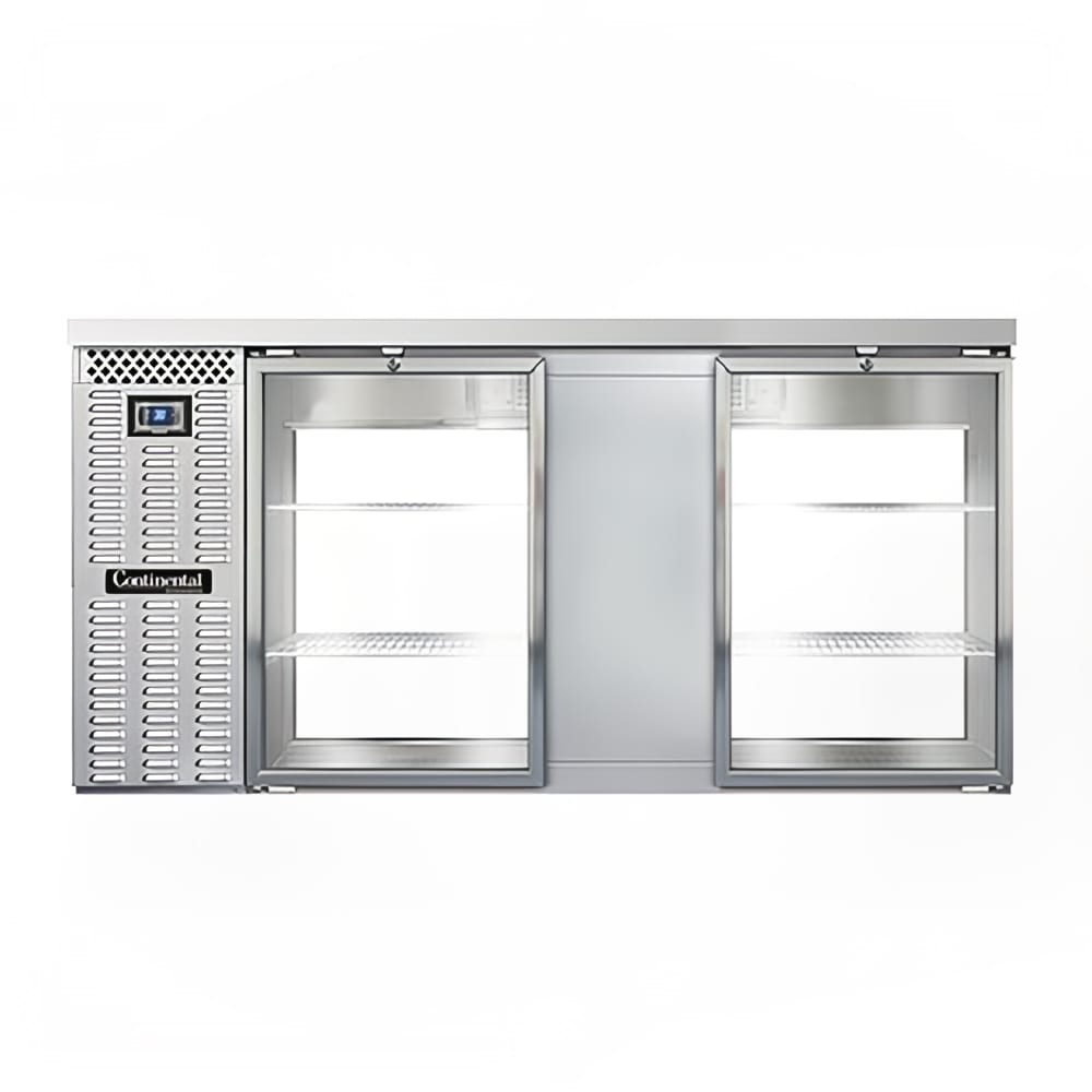 Continental BB69SNSSGDPT 69" Bar Refrigerator - 4 Swinging Glass Doors, Stainless, 115v