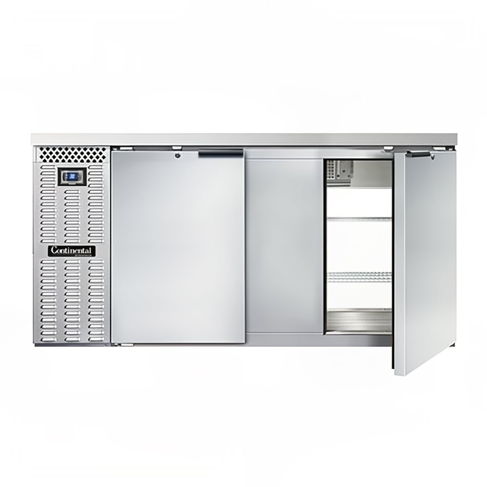 Continental BB69SNSSPT 69" Bar Refrigerator - 4 Swinging Solid Doors, Black, 115v
