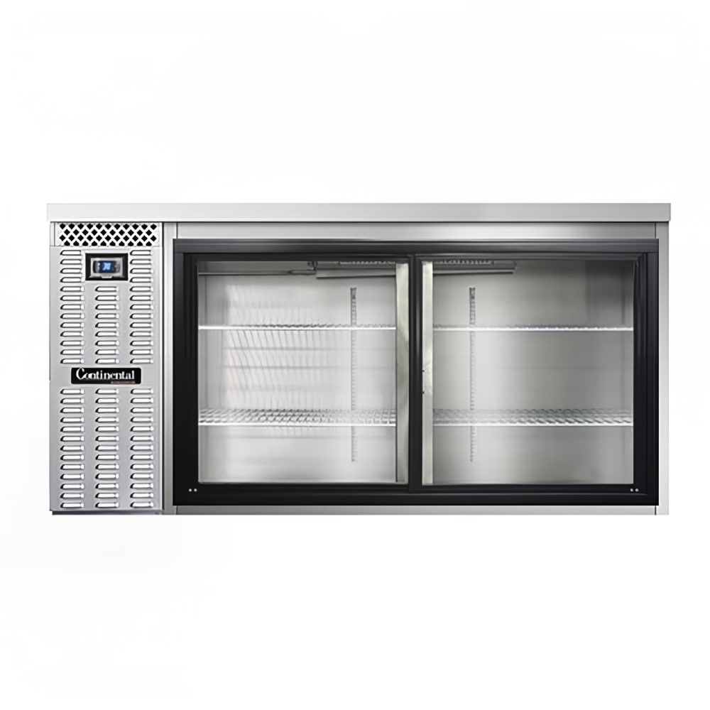 Continental BB69SNSSSGD 69" Bar Refrigerator - 2 Sliding Glass Doors, Stainless, 115v