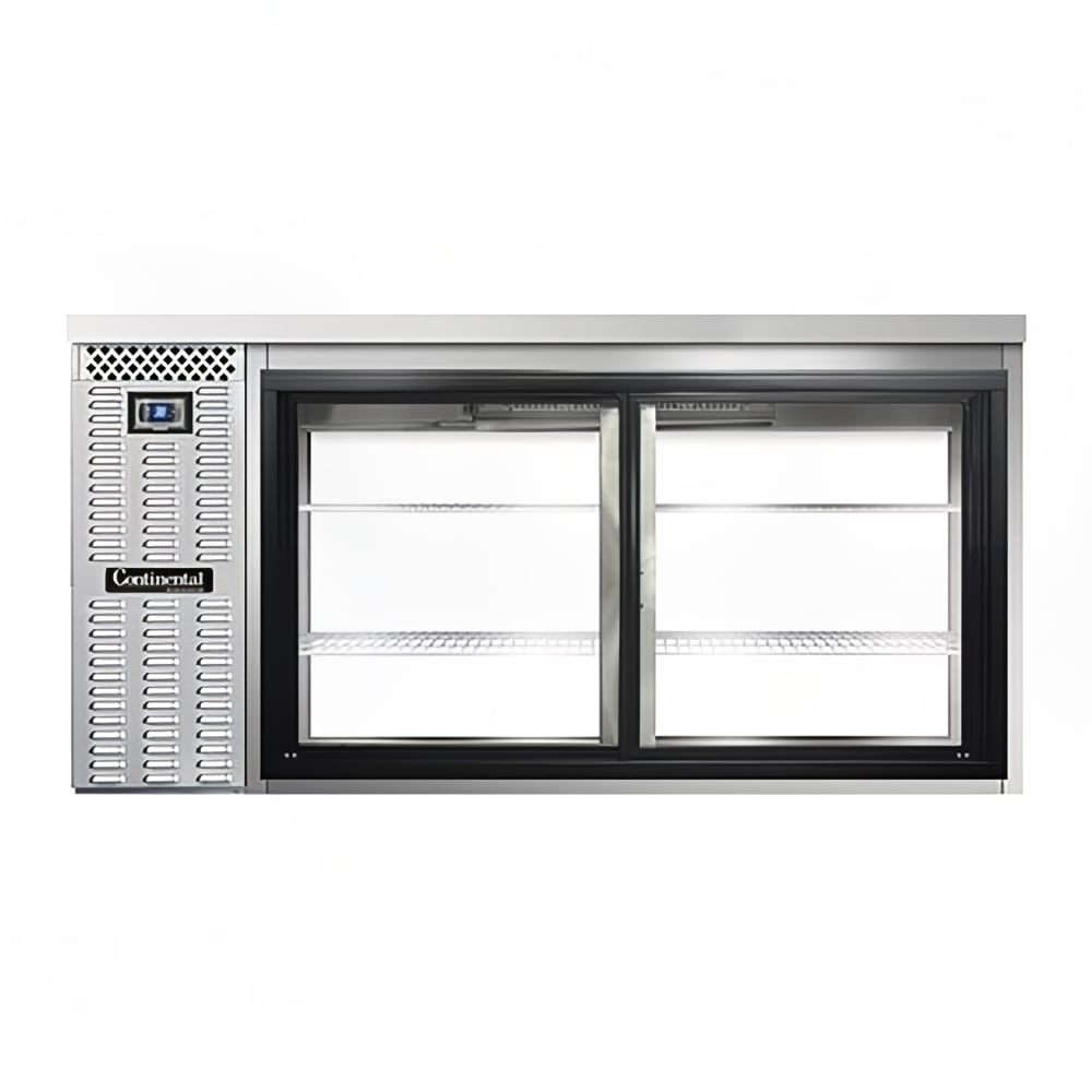Continental BB69SNSSSGDPT 69" Bar Refrigerator - 4 Sliding Glass Doors, Stainless, 115v