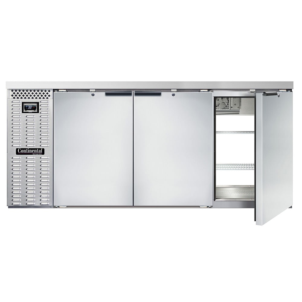 Continental BB79NSSPT 79" Pass Thru Bar Refrigerator - 6 Swinging Solid Doors, Stainless Steel, 115v