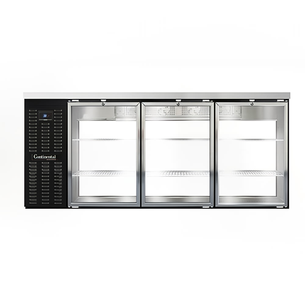 Continental BB79SNGDPT 79" Bar Refrigerator - 6 Swinging Glass Doors, Black, 115v