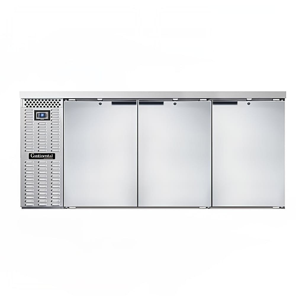 Continental BB79SNSS 79" Bar Refrigerator - 3 Swinging Solid Doors, Stainless, 115v