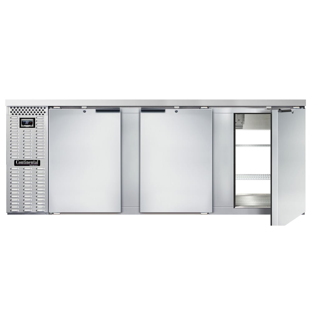 Continental BB90NSSPT 90" Bar Refrigerator - 6 Swinging Solid Doors, Stainless, 115v