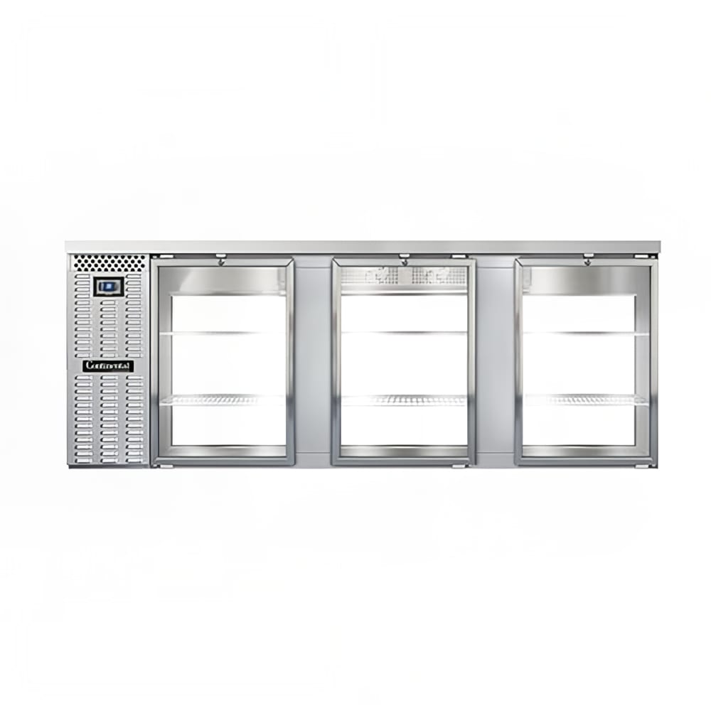 Continental BB90SNSSGDPT 90" Bar Refrigerator - 6 Swinging Glass Doors, Stainless, 115v