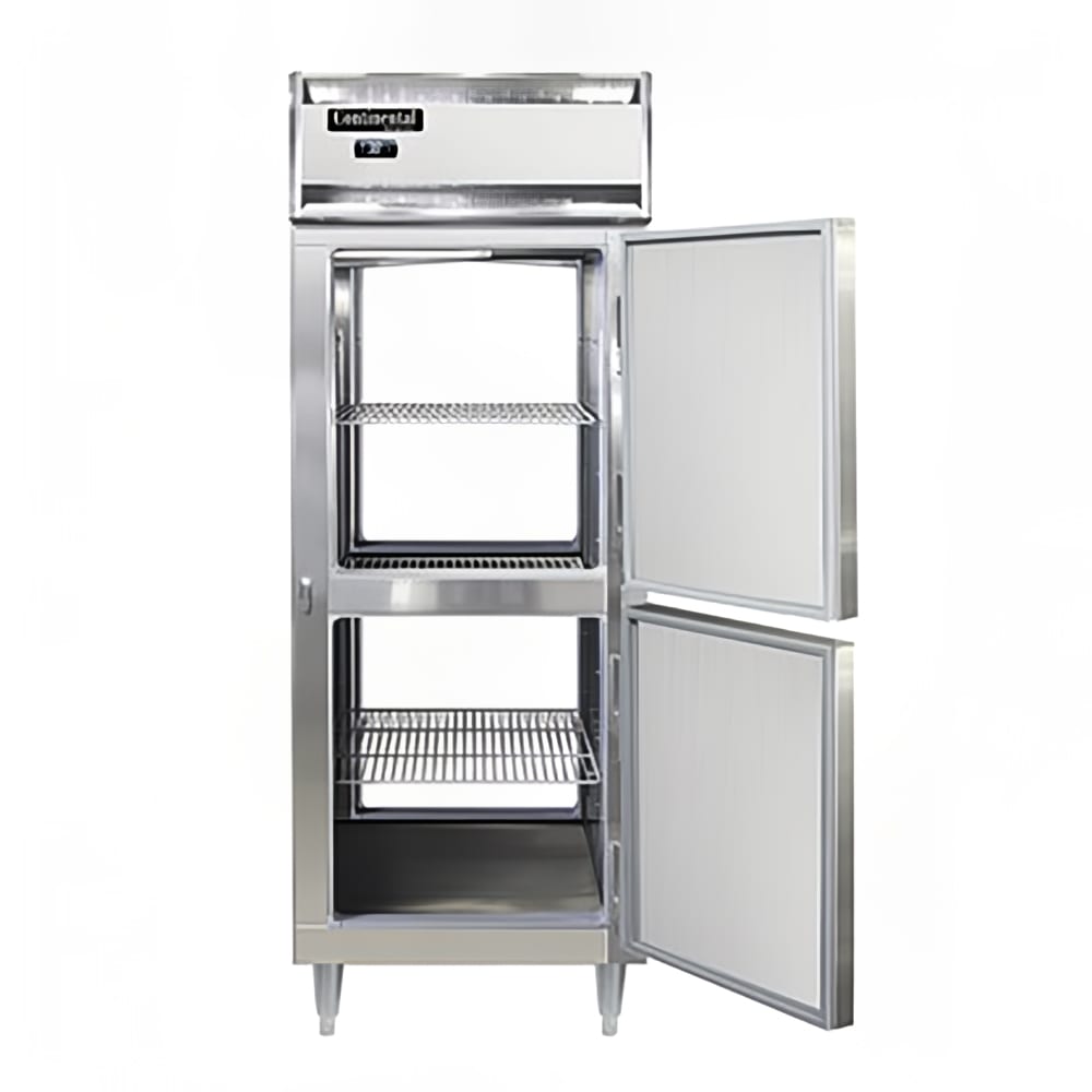 Continental D1RENSAPTHD 28 1/2" One Section Pass Thru Refrigerator, (4) Right Hinge Solid Doors, Top Compressor, 115v