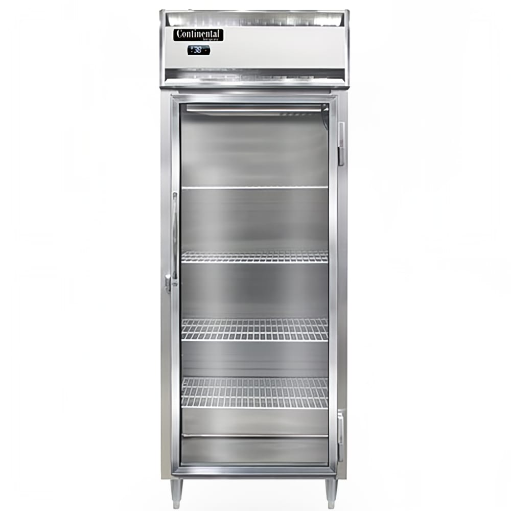 Continental D1RENSSGD 28 1/2" One Section Reach In Refrigerator, (1) Right Hinge Glass Door, Top Compressor, 115v