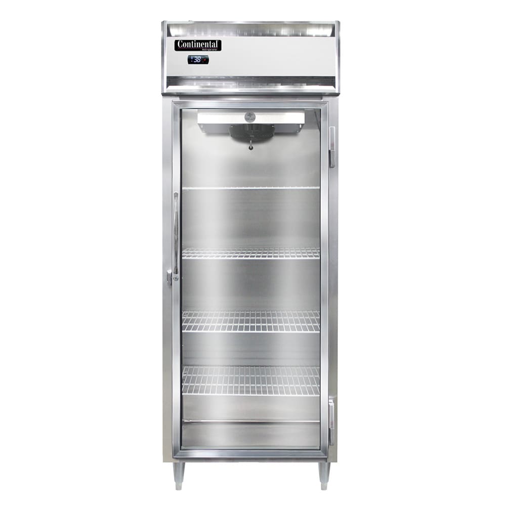 Continental D1RESNGD 28 1/2" One Section Reach In Refrigerator, (1) Right Hinge Glass Door, Top Compressor, 115v