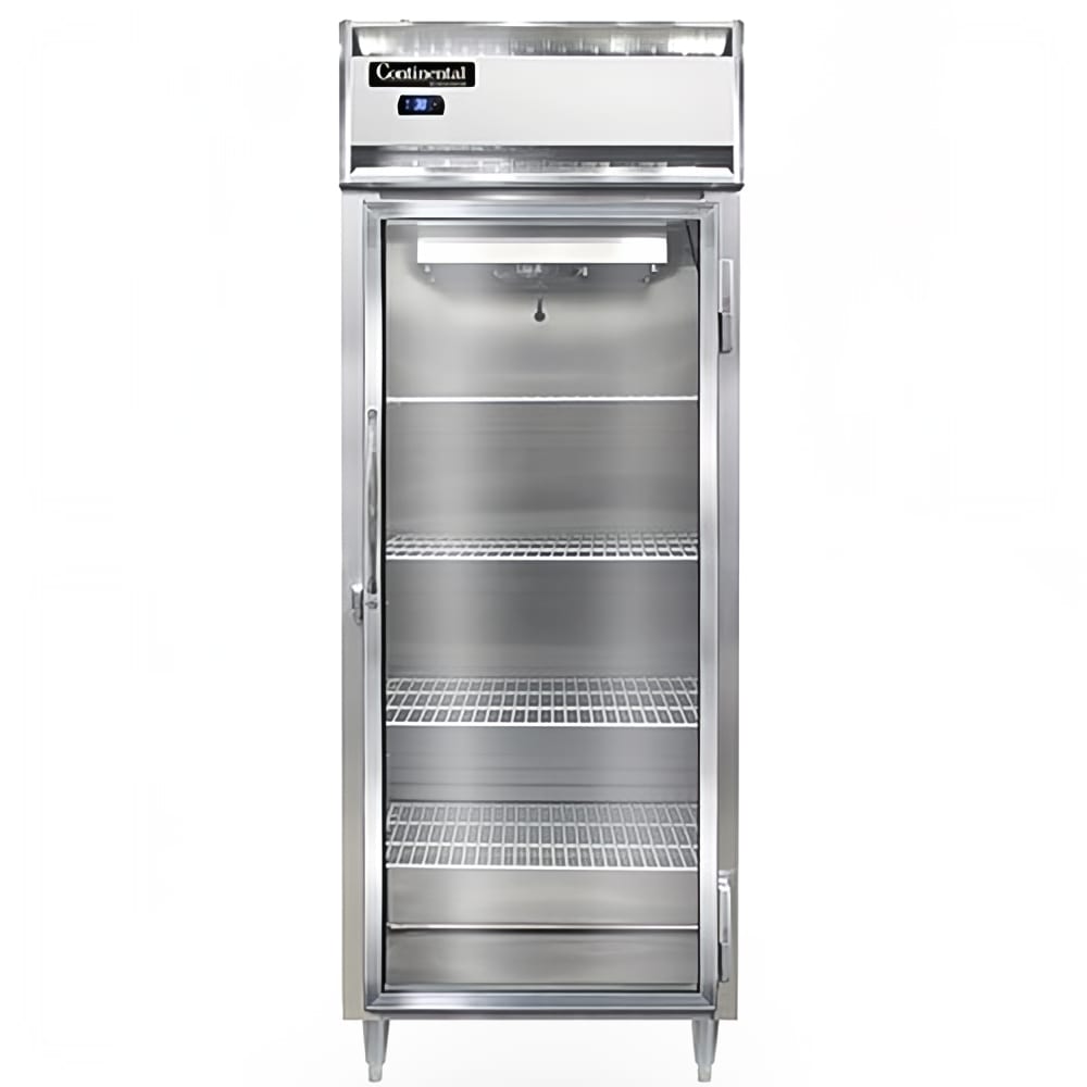Continental D1RESNSAGD 28 1/2" One Section Reach In Refrigerator, (1) Right Hinge Glass Door, Top Compressor, 115v
