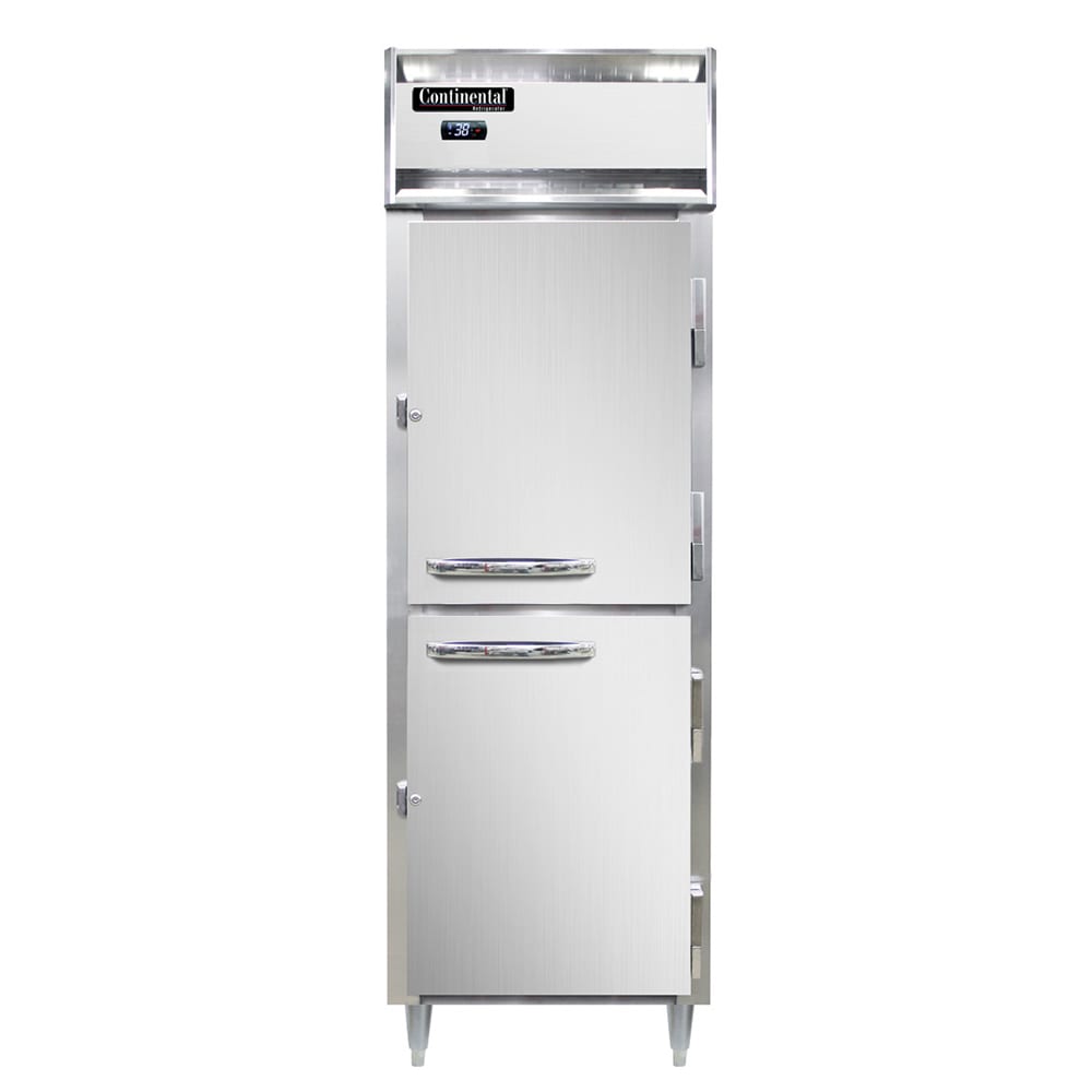 Continental D1RNHD 26" One Section Reach In Refrigerator, (2) Right Hinge Solid Doors, Top Compressor, 115v