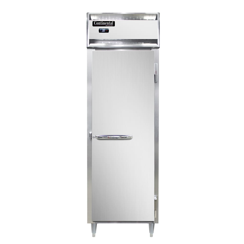 Continental D1RNPT 26" One Section Pass Thru Refrigerator, (2) Right Hinge Solid Doors, Top Compressor, 115v