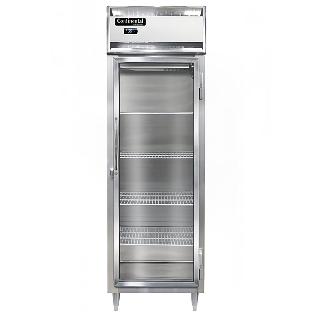 Continental D1RNSAGD 26" One Section Reach In Refrigerator, (1) Right Hinge Glass Door, Top Compressor, 115v