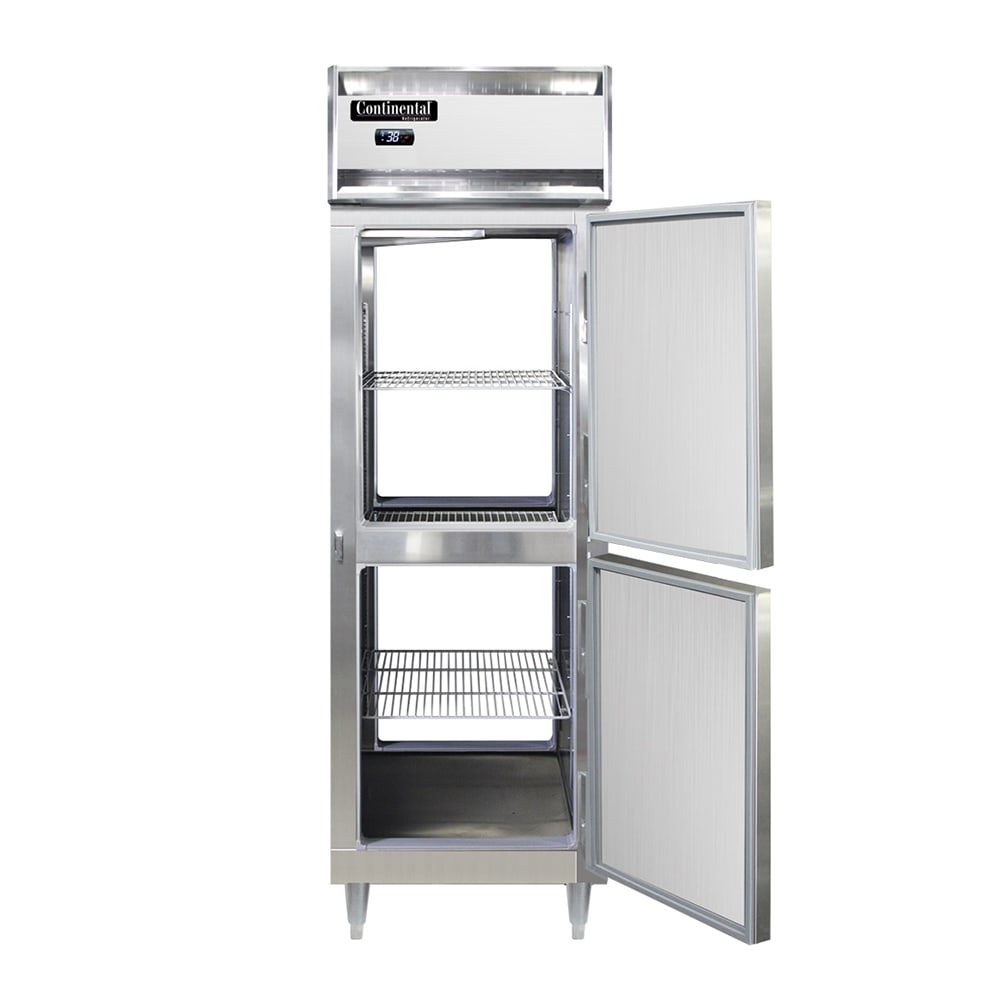 Continental D1RNSAPTHD 26" One Section Pass Thru Refrigerator, (4) Right Hinge Solid Doors, Top Compressor, 115v