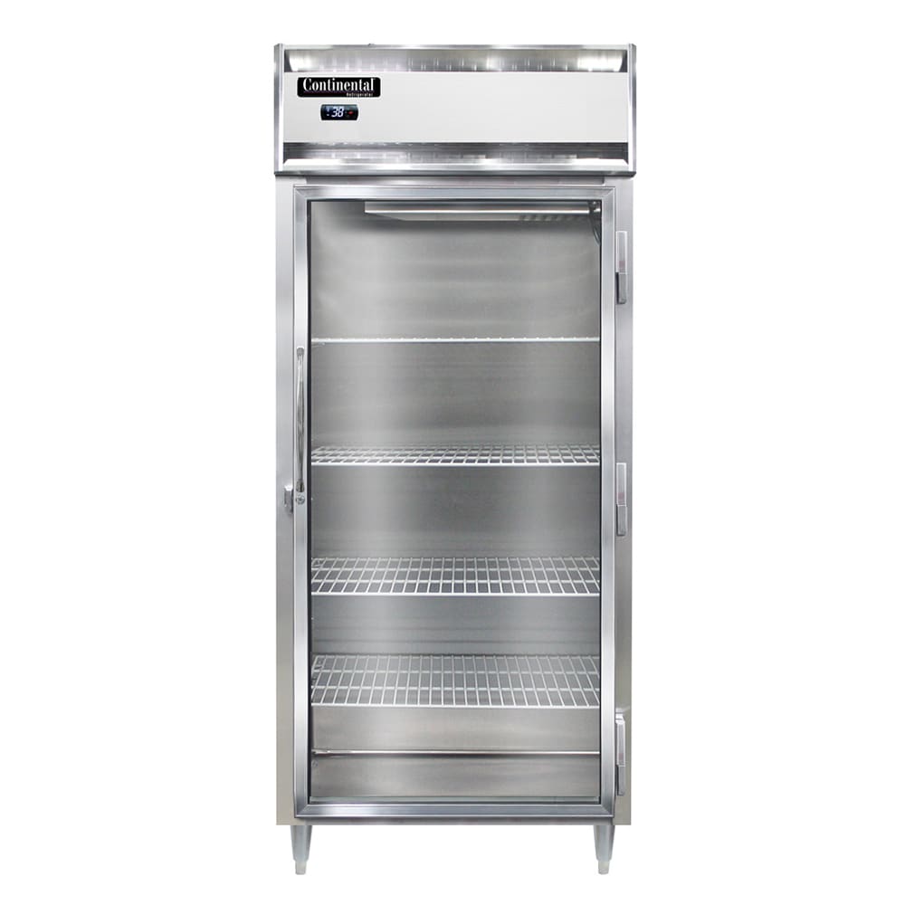 Continental D1RXNGD 36 1/4" One Section Reach In Refrigerator, (1) Right Hinge Glass Doors, Top Compressor, 115v