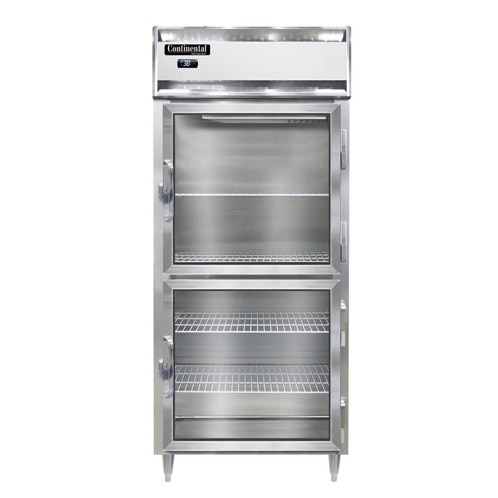 Continental D1RXNGDHD 36 1/4" One Section Reach In Refrigerator, (2) Right Hinge Glass Doors, Top Compressor, 115v