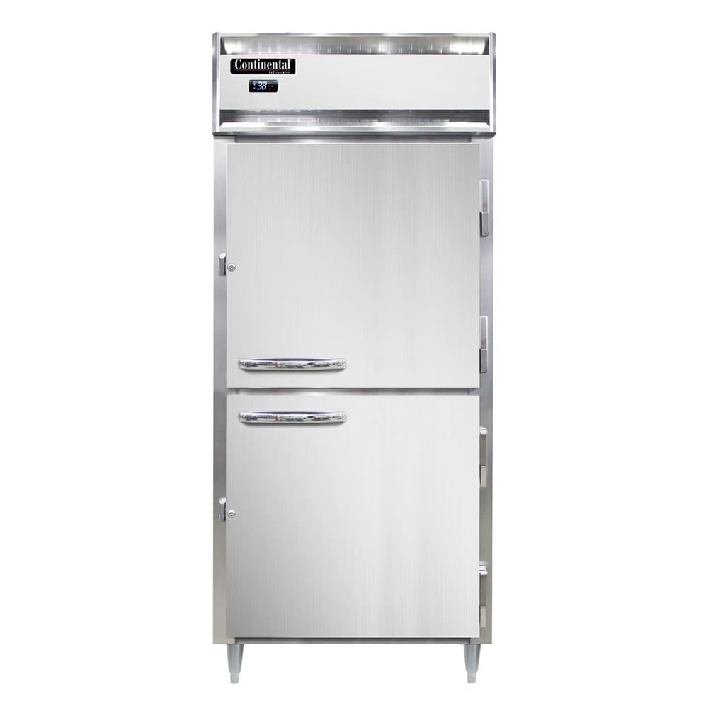Continental D1RXNPTHD 36 1/4" One Section Pass Thru Refrigerator, (4) Right Hinge Solid Doors, Top Compressor, 115v