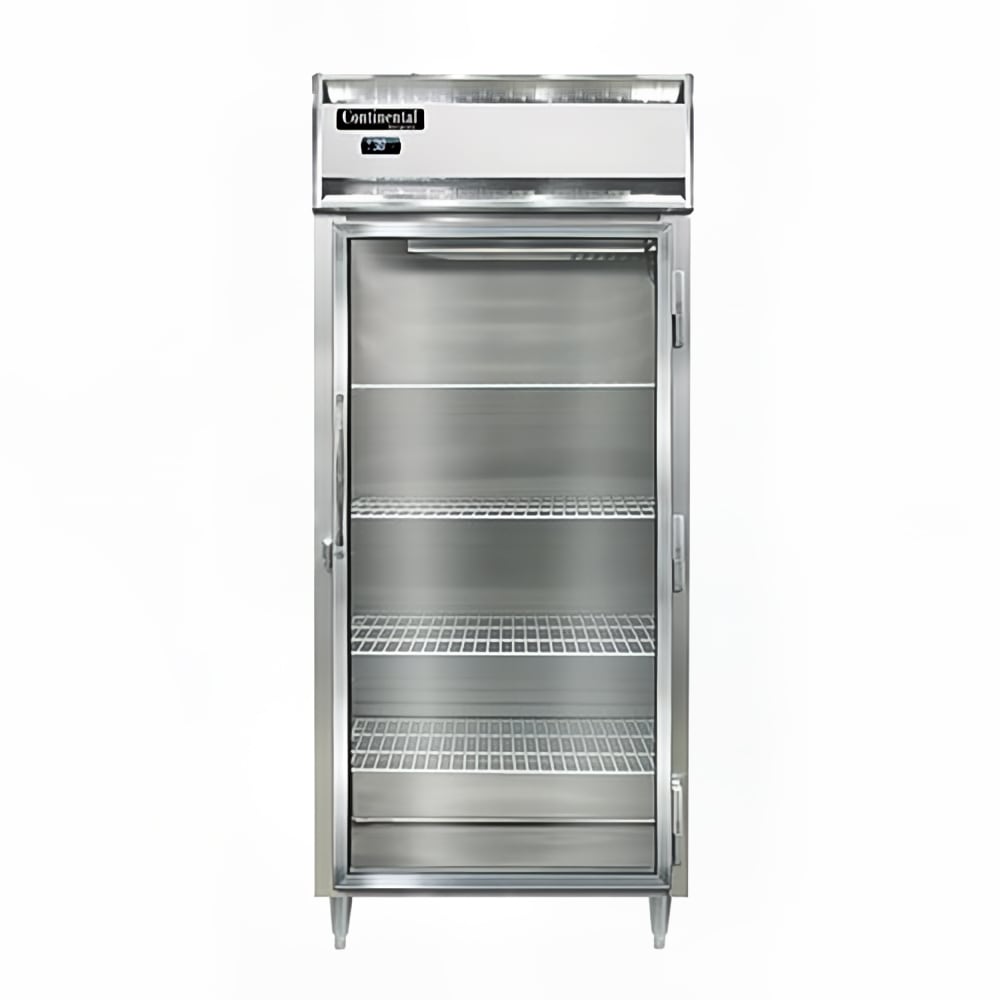 Continental D1RXNSAGD 36 1/4" One Section Reach In Refrigerator, (1) Right Hinge Glass Doors, Top Compressor, 115v