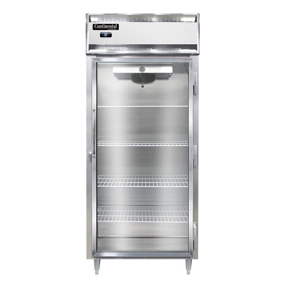 Continental D1RXSNGD 36 1/4" One Section Reach In Refrigerator, (1) Right Hinge Glass Door, Top Compressor, 115v