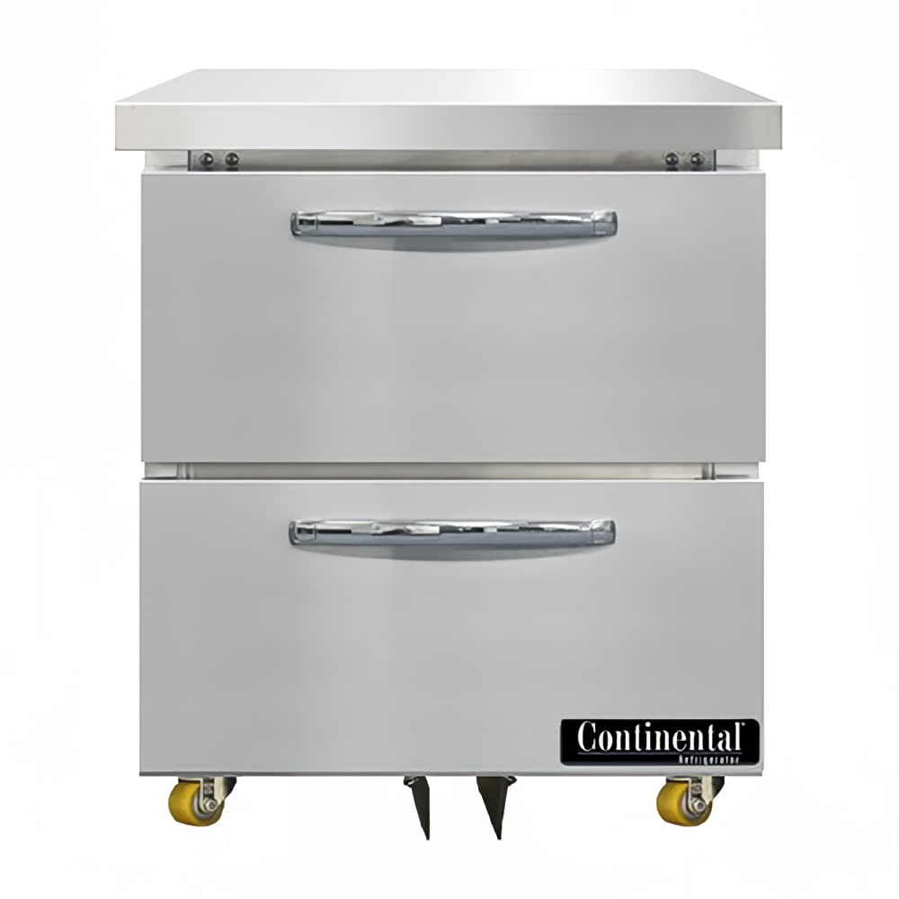 Continental D27N-U-D 27" W Undercounter Refrigerator w/ (1) Section & (2) Drawers, 115v