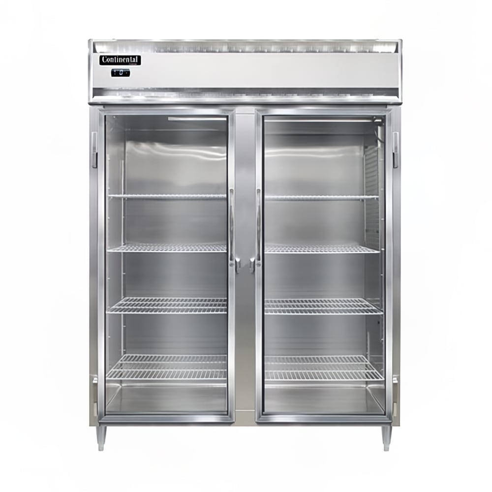 Continental D2FENSSGD 57" Designer Line Two Section Reach In Freezer, (2) Left/Right Hinge Glass Doors, 115v