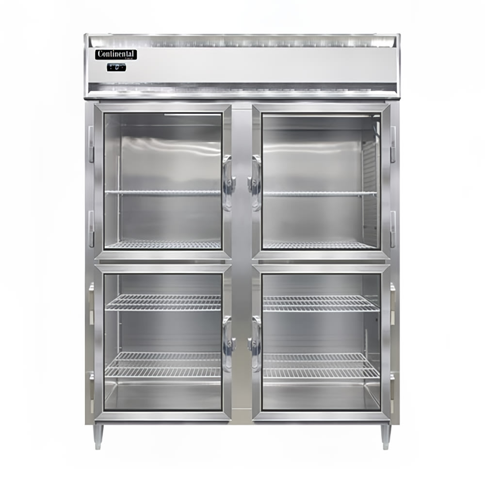Continental D2FENSSGDHD 57" Designer Line Two Section Reach In Freezer, (4) Left/Right Hinge Glass Doors, 115v