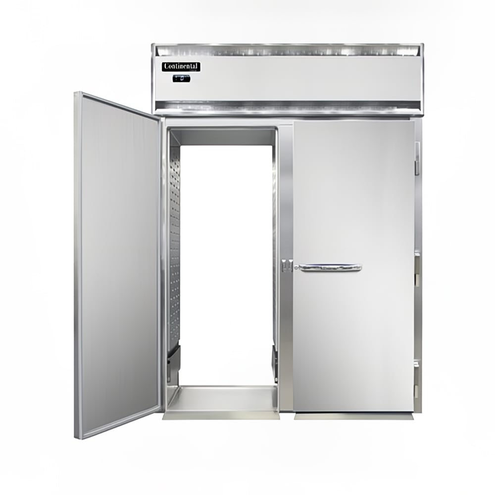 Continental D2FINRT 68 1/2" Designer Line Two Section Roll Thru Freezer, (4) Left/Right Hinge Solid Doors, 115/208-230v