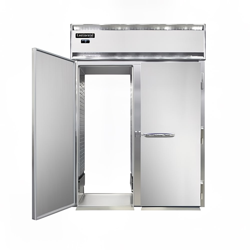 Continental D2FINSSRT 68 1/2" Designer Line Two Section Roll Thru Freezer, (4) Left/Right Hinge Solid Doors, 115/208-230v