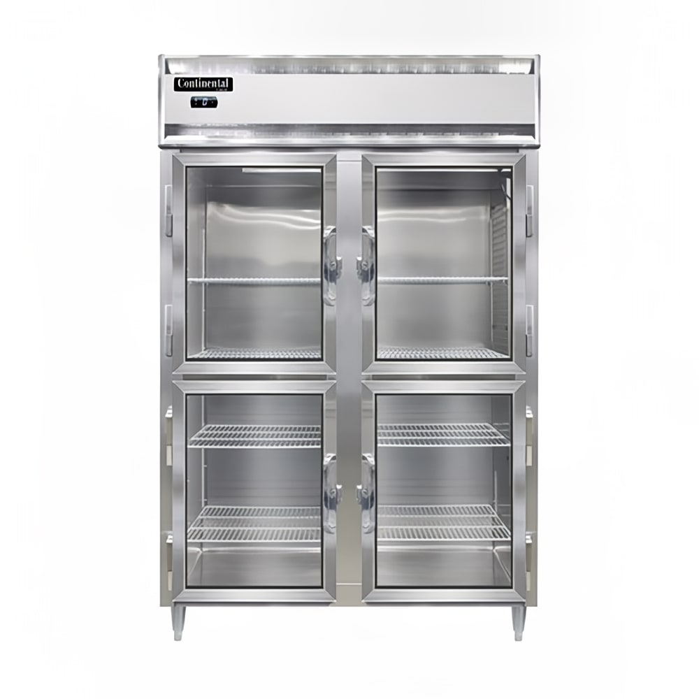 Continental D2FNGDHD 52" Designer Line Two Section Reach In Freezer, (4) Left/Right Hinge Glass Doors, 115v
