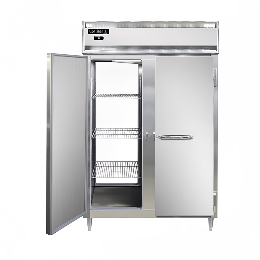 Continental D2FNPT 52" Designer Line Two Section Pass Thru Freezer, (4) Left/Right Hinge Solid Doors, 115v