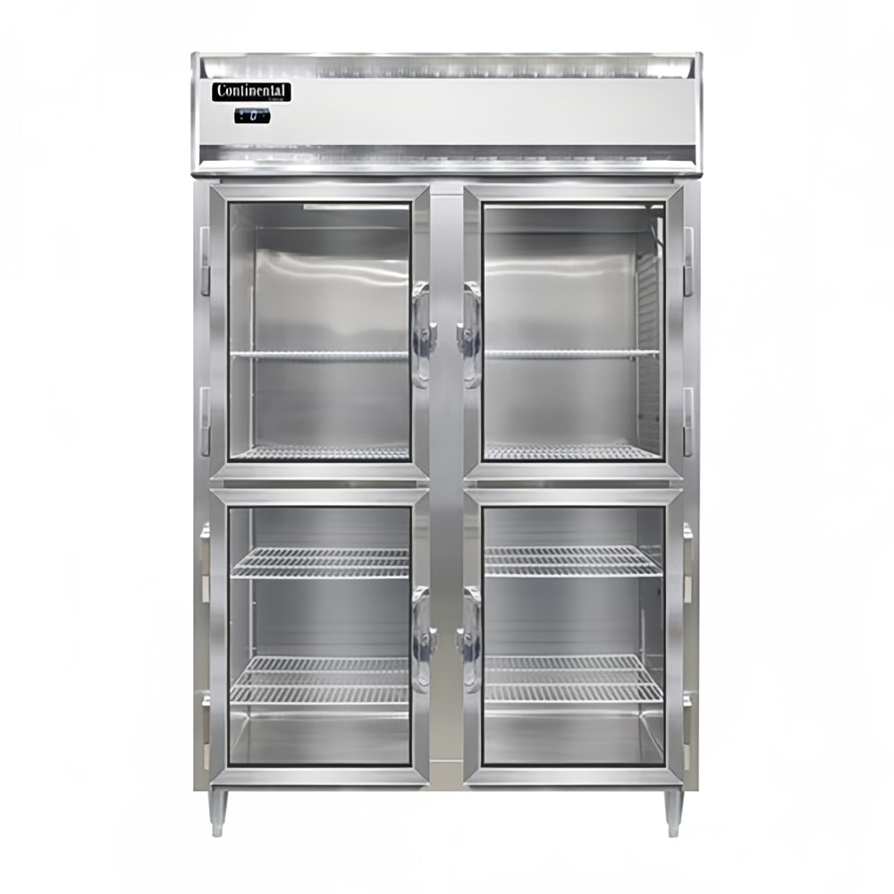Continental D2FNSAGDHD 52" Designer Line Two Section Reach In Freezer, (4) Left/Right Hinge Glass Doors, 115v