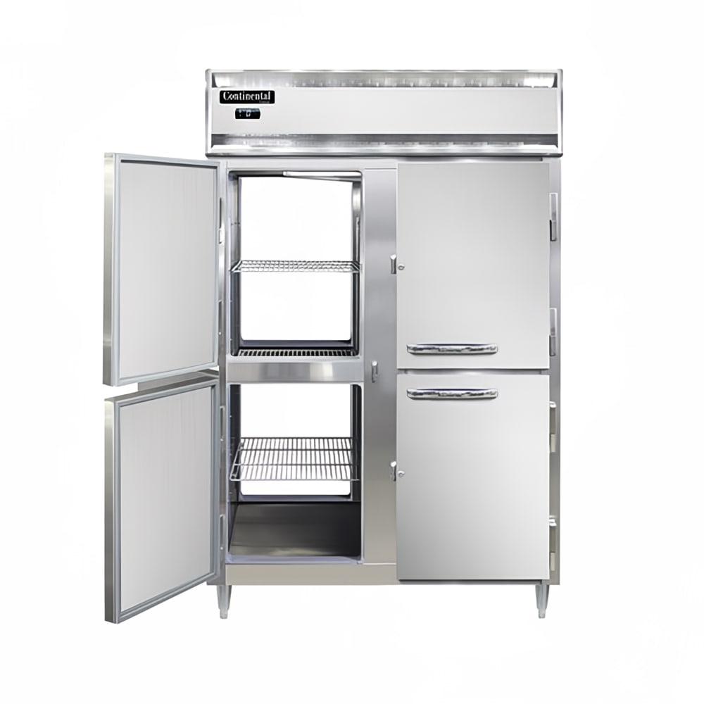 Continental D2FNSAPTHD 52" Designer Line Two Section Pass Thru Freezer, (8) Left/Right Hinge Solid Doors, 115v
