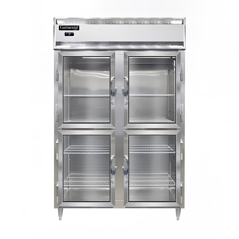 Continental D2FNSSGDHD 52" Designer Line Two Section Reach In Freezer, (4) Left/Right Hinge Glass Doors, 115v