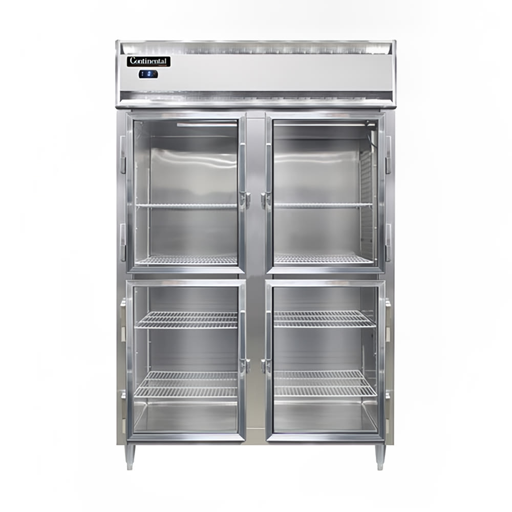 Continental D2FSNSSGDHD 52" Designer Line Two Section Reach In Freezer, (4) Left/Right Hinge Glass Doors, 115v