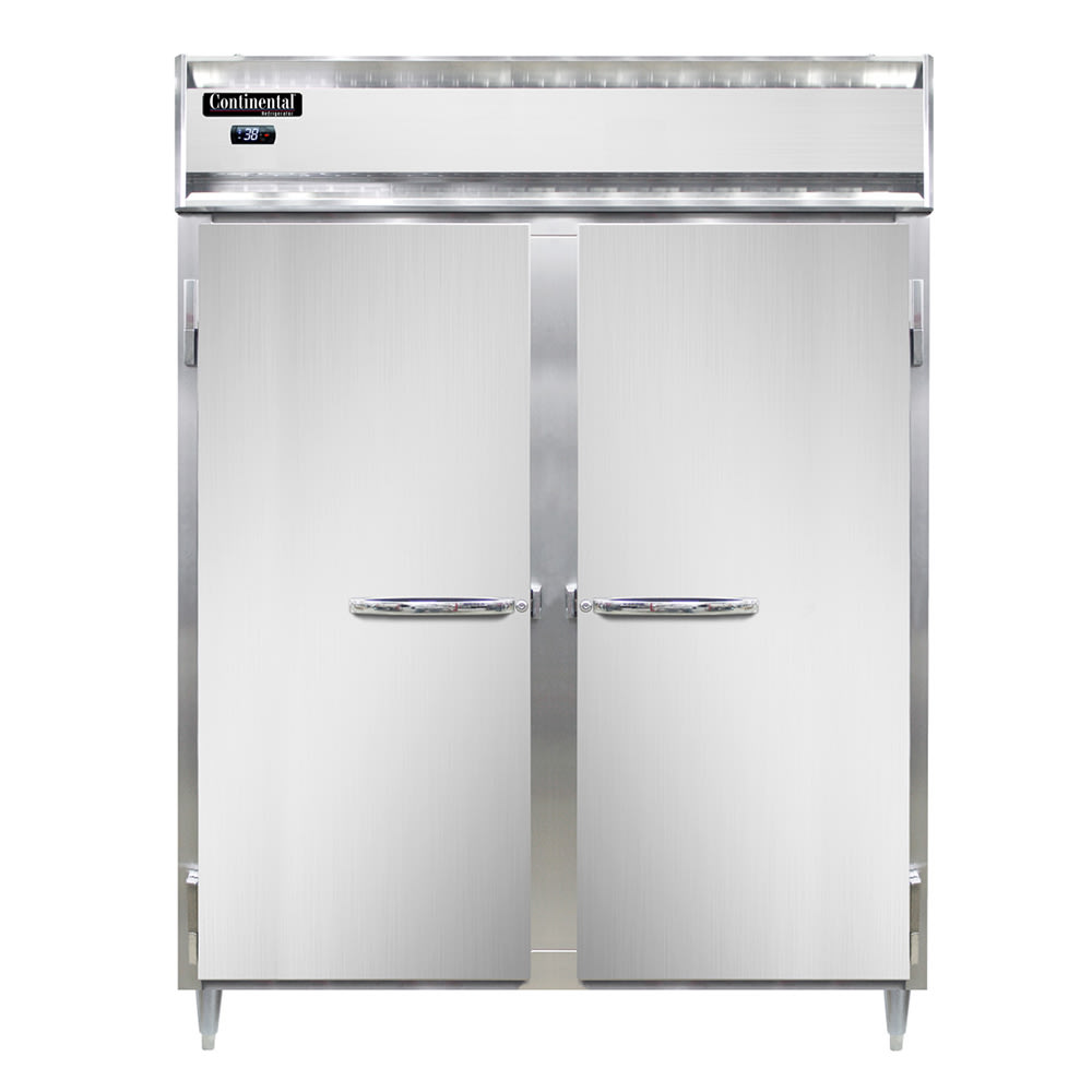 Continental D2REN 57" Two Section Reach In Refrigerator, (2) Left/Right Hinge Solid Doors, Top Compressor, 115v