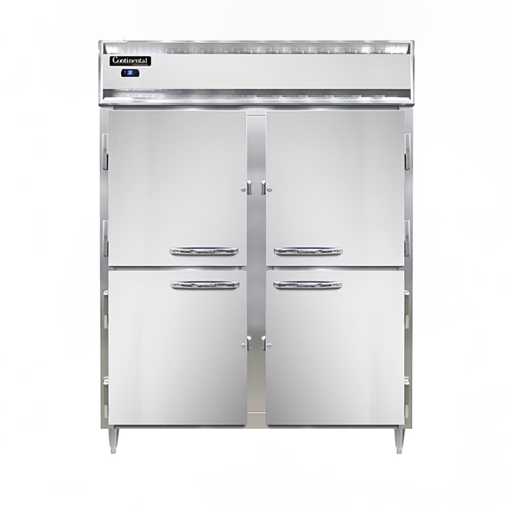 Continental D2RESNHD 57" Two Section Reach In Refrigerator, (4) Left/Right Hinge Solid Doors, Top Compressor, 115v