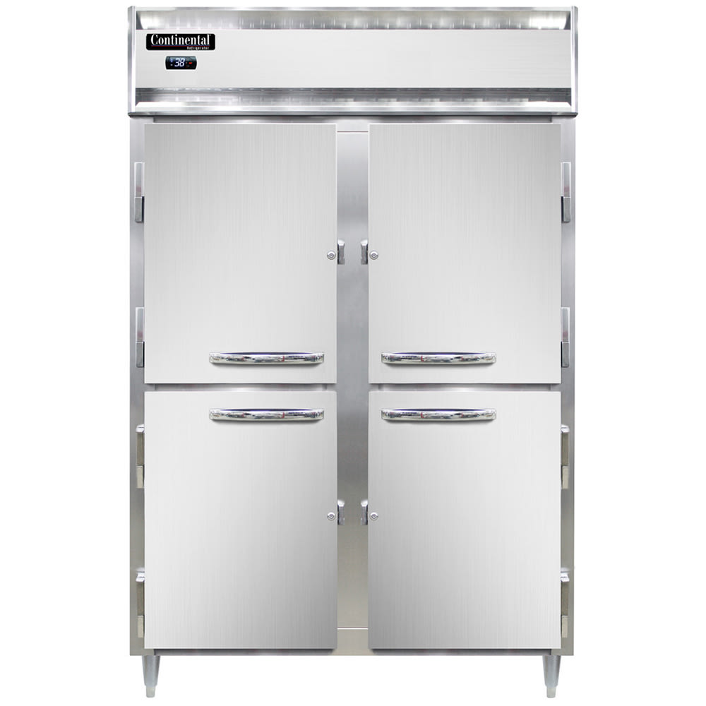 Continental D2RNHD 52" Two Section Reach In Refrigerator, (4) Left/Right Hinge Solid Doors, Top Compressor, 115v